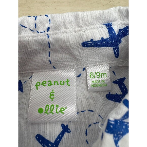 Peanut & Ollie Boys Airplanes Print Shirt Button Up Short Sleeve Size: 6/9 M - Picture 3 of 8